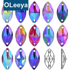 OLeeya Vente en gros Strass à coudre en résine, toutes tailles, à dos plat, forme œil de cheval et navette, avec trous, pour la couture et les cache-tétons de bikini - Product Image 1