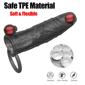 Vibrierendes Kondom Großhandel Penis vergrößerung Dick Penis Cock Sleeve Vibrator Wieder verwendbares Kristall kondom mit Vibration Sexspielzeug - Product Image 5