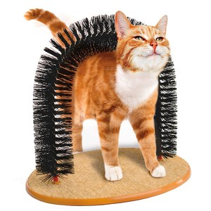 Cepillo rascador para gatos Purrfect Arch de 34 cm, negro, herramienta de masaje y aseo para gatos con base de almohadilla rascadora - Product Image 3