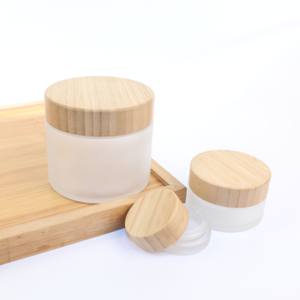 Vendita calda vasetto di crema per il viso smerigliato trasparente 5ml15ml 30ml 50ml 100ml coperchio di bambù contenitori di vetro bambù imballaggio cosmetico BJ10C - Product Image 5