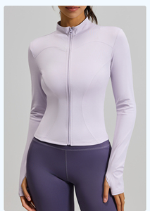 F75 Vente chaude Vêtement de sport à manches longues Respirant Confortable Haute qualité Vêtement de sport de fitness Fermeture éclair avant Veste de yoga - Product Image 5
