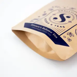 Pochette en papier écologique avec impression de logo personnalisé Fleur Thé Sacs en plastique biodégradables avec fermeture éclair
