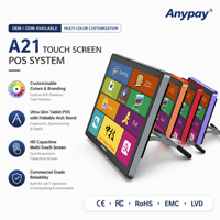 Terminal POS Layar Sentuh Kapasitif ZHONGJI A21 dengan Stand Lipat, Quad Core, Windows, Mesin Kasir untuk Retail