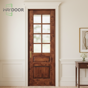 Puertas Frontales de Madera Sólida de Caoba Africana Vintage con Paneles de Vidrio para Casas, <span class=keywords><strong>Puerta</strong></span> Exterior de Madera Estándar Individual - Product Image 1