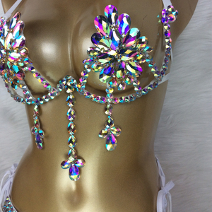Soutien-gorge et culotte en fil de perles faites à la main pour Samba, Carnaval, Rave, Passista, Spectacle, <span class=keywords><strong>Cabaret</strong></span>, Théâtre de Broadway, Mardi Gras, Showgirl de Vegas - Product Image 4
