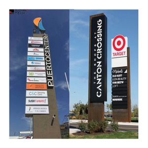 Outdoor Wayfinding Exterior Sign Board Free Standing Auto Shop logo <b>Illuminated</b> Advertising Car Wash Pylon Sign - Product Image 3