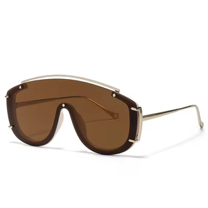 Gafas de Sol de Moda con Lentes de PC de una Sola Pieza, Degradado, Unisex, Metálicas, Modernas, de Gran Tamaño - Product Image 3