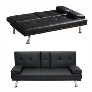 Modern Futon <b>Sofa</b> <b>Bed</b> Foldable Fabric Couch Armless Wooden Frame for Living Room Apartment Hotel - Product Image 4