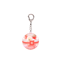Porte-clés sphérique en acrylique transparent brillant avec figurine de dessin animé miniature flottante, personnalisable avec logo, vente en gros, pendentif souvenir