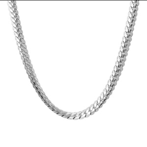 Collar de cadena cubana con perlas, moderno, que no se desvanece, con relieve, unisex, versátil, de lujo ligero, estilo hip-hop, cadena plana de hueso de serpiente para suéter - Product Image 5