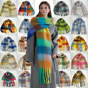 Hiver Nouveau Style Européen et Américain Echarpe AC Colorée Avec Grille Arc-En-Ciel Echarpe Chaude Épaissie - Product Image 1
