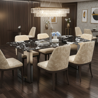 Ensemble de table et de chaises à manger en marbre carré moderne 4 places Meubles de salle à manger de luxe d'origine italienne