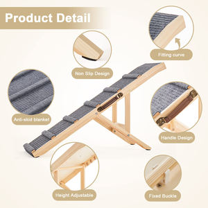 Zmaker Houten Hondenhelling Voor <span class=keywords><strong>Bed</strong></span> Verstelbare Hondentrappen Ladder Met Antislip Opvouwbare Draagbare Huisdierhelling Voor Bank - Product Image 4