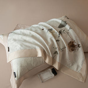 Housse de <span class=keywords><strong>couette</strong></span>, drap plat et taie d'oreiller en lyocell, imprimé numérique blanc, 200 fils, motif pastoral végétal, pour lit King/Queen, confortable pour l'été - Product Image 5