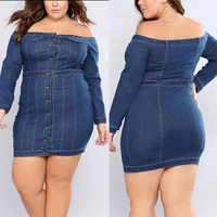 Haute qualité personnalisé grande taille M-5XL à manches longues Denim mini jupes Sexy à la mode tenue décontractée épaule pour les femmes naturel