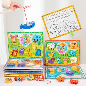 Puzzle stéréo en bois jouets enfants cognitif numérique mère fruits formes d'<span class=keywords><strong>animaux</strong></span> blocs appariés - Product Image 4