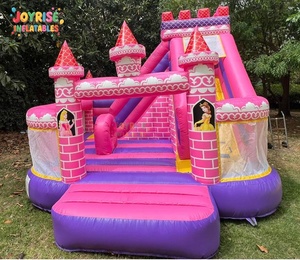 Castillo Inflable Comercial y Brincolín Combinado, Castillo <span class=keywords><strong>de</strong></span> Princesa Rosa 5x5x4m, Capacidad <span class=keywords><strong>de</strong></span> 1000KG, Fácil <span class=keywords><strong>de</strong></span> Instalar - Product Image 3