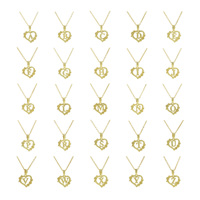 Melocotón corazón nombre letra inicial garra ajuste Cubic Zirconia impermeable colgante joyería de moda collares para mujeres alfabeto