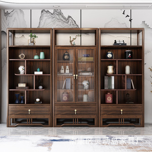 Chinese Style Ebony Display Shelf <b>Solid</b> <b>Wood</b> <b>Bookcase</b> Modular Design Living Room Curio Cabinet Tea Storage Rack - Product Image 2