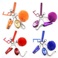 Porte-clés pompon en Silicone PU, alarme, auto-défense, avec pompon, vente en gros