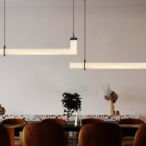 Modern Minimalist Marble Pendant Light 1M 1.2M LED Long Linear Chandelier For Home Restaurant Island Countertop Lighting - Product Image 4
