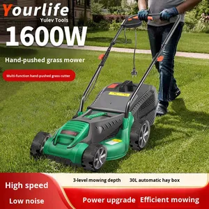 เครื่องตัดหญ้าไฟฟ้า 1500W 230V ใบมีดแบบหมุน กล่องเก็บหญ้าด้านหลัง ความจุ 100 ลิตร ความสูงในการตัด 25-80 มม. ดีไซน์สีเขียวเหลือง - Product Image 3