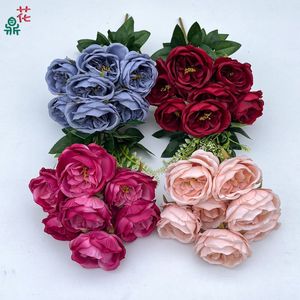 Rosas Artificiales Austin de Siete Cabezas, Hechas a Mano con Seda, para Accesorios de Fotografía, Decoración de Hoteles y Eventos - Product Image 2