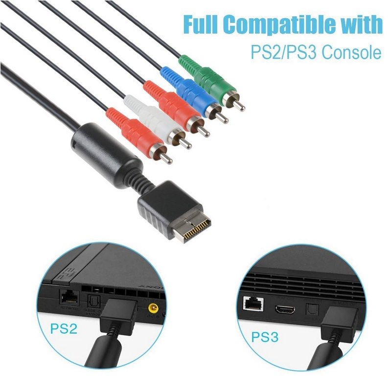 PS2/PS3/PS3スリムHDTV-READY TVHDコンポーネントAVケーブル5線式1.8m