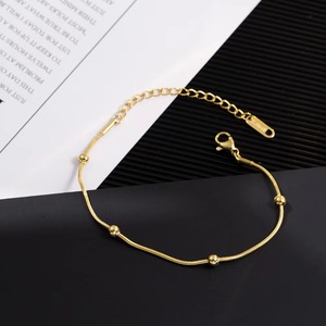 Pulsera de Cadena de Cuentas Redondas de Acero Inoxidable, Estilo Simple, Chapada en Oro de 18K, Pulsera de Tobillo, Venta al Por Mayor - Product Image 3
