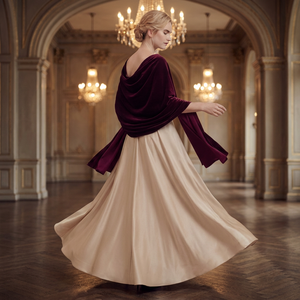 Women Solid Burgundy Velvet <b>Shawl</b> <b>Wrap</b> Long Shoulder Stole for Evening Dress Wedding Party Formal Occasion Wear - Product Image 6