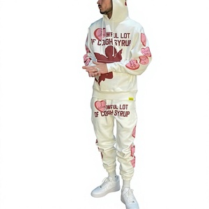 Conjunto de dos piezas de sudadera con capucha y pantalones deportivos con estampado de letras estilo hip hop para hombre, ropa informal de estilo urbano. - Product Image 4