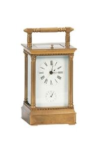 Art Antique saphir Floral bleu Champleve émail boîtier en laiton plate-forme visible échappement chariot horloge avec alarme et frappe - Product Image 3