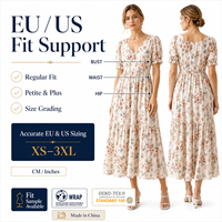 Robe florale personnalisée pour femme, fabricant de robes, imprimé floral, maxi, été, viscose, grande taille, vêtements pour femmes, usine de vêtements pour femmes