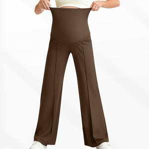 Leggings de maternité grande taille pour femmes, taille européenne S-XL, 9 couleurs, pantalon palazzo décontracté très élastique et confortable, porté au-dessus du ventre - Product Image 3