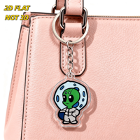 Porte-clés en acrylique mignon astronaute extraterrestre vert ET en combinaison spatiale avec casque à bulles, accessoire Kawaii parfait pour sacs à dos et fans de science-fiction