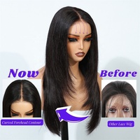 Perruques superposées en dentelle Full HD sans colle, cheveux vietnamiens bruts Double Drawn Bone Straight 7x5 Layered Glueless Perruques en cheveux humains