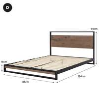 Cadre de lit en métal avec tête de lit en noyer MDF, vente en gros, taille king et queen size, conception populaire, livraison gratuite
