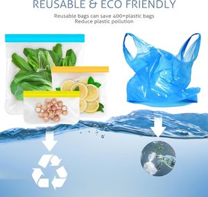 HuamaohengchunReusable Gallon <b>Freezer</b> Bags, 10 <b>Pack</b> Dishwasher Safe Silicone Food Snack Storage Bagsfor Snack, Sandwich, Lunch - Product Image 6