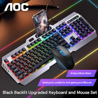 Clavier optique sans fil USB AOC KB122 2,4 GHz, 104 touches, sensation mécanique, rétroéclairage RVB 26 touches, nouveau clavier de jeu pour