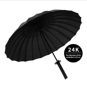 Haute qualité coupe-vent noir japonais samouraï <span class=keywords><strong>épée</strong></span> Katana conception Golf <span class=keywords><strong>parapluie</strong></span> <span class=keywords><strong>luxe</strong></span> fonction automatique pongé droit UV manuel - Product Image 1