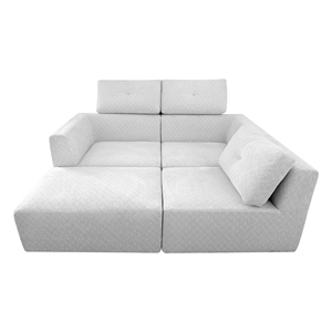 Canapé modulaire sectionnel moderne avec ottoman et chaise longue, rembourré blanc, pour salon, fournisseur d'usine - Product Image 4