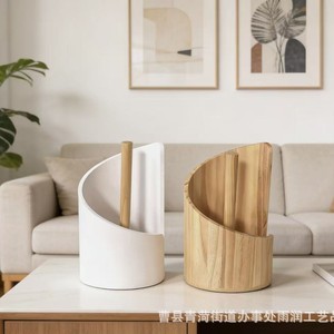 Wooden <b>Kitchen</b> <b>Paper</b> Towel Holder Round Desktop Storage Rack Natural Wood Color Eco Friendly <b>Kitchen</b> Organizers - Product Image 3