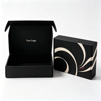 Boîte d'expédition en carton ondulé noir mat avec logo personnalisé, emballage de luxe, boîte cadeau en papier robuste