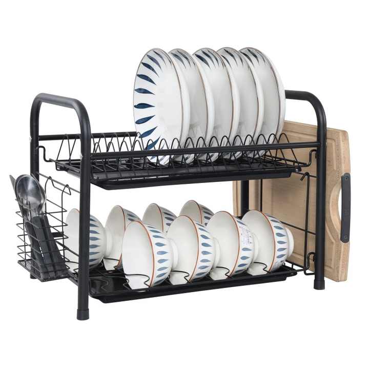 Black Wrought Iron Kitchen Storage Rack Household Plate Storage Rack ...