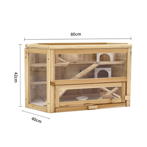 <span class=keywords><strong>Cage</strong></span> d'élevage pour animaux de compagnie en bois et métal avec fenêtre transparente et échelle, motif solide, pour hamster, cobaye, dragon, chat, poulet - Product Image 5