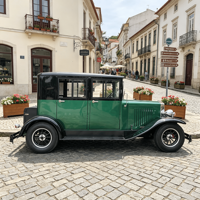 Voiture électrique vintage élégante vert foncé, type buggy, pour le transport de invités de mariage, avec moteur AC, 5-6 places, certifiée CE