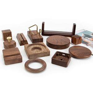 Ornements en bois Senyang, base ronde sculptée en noyer noir, décoration d'intérieur, fournitures artisanales - Product Image 3