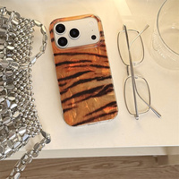 Coque de téléphone IMD laser dégradé scintillant pour iPhone 17 16 15 14 Pro Max, coque dorée, texture motif léopard, dos irisé
