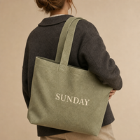 Sac fourre-tout long en toile de coton avec impression de logo personnalisé, réutilisable, pliable et lavable pour usage quotidien – Vente en gros