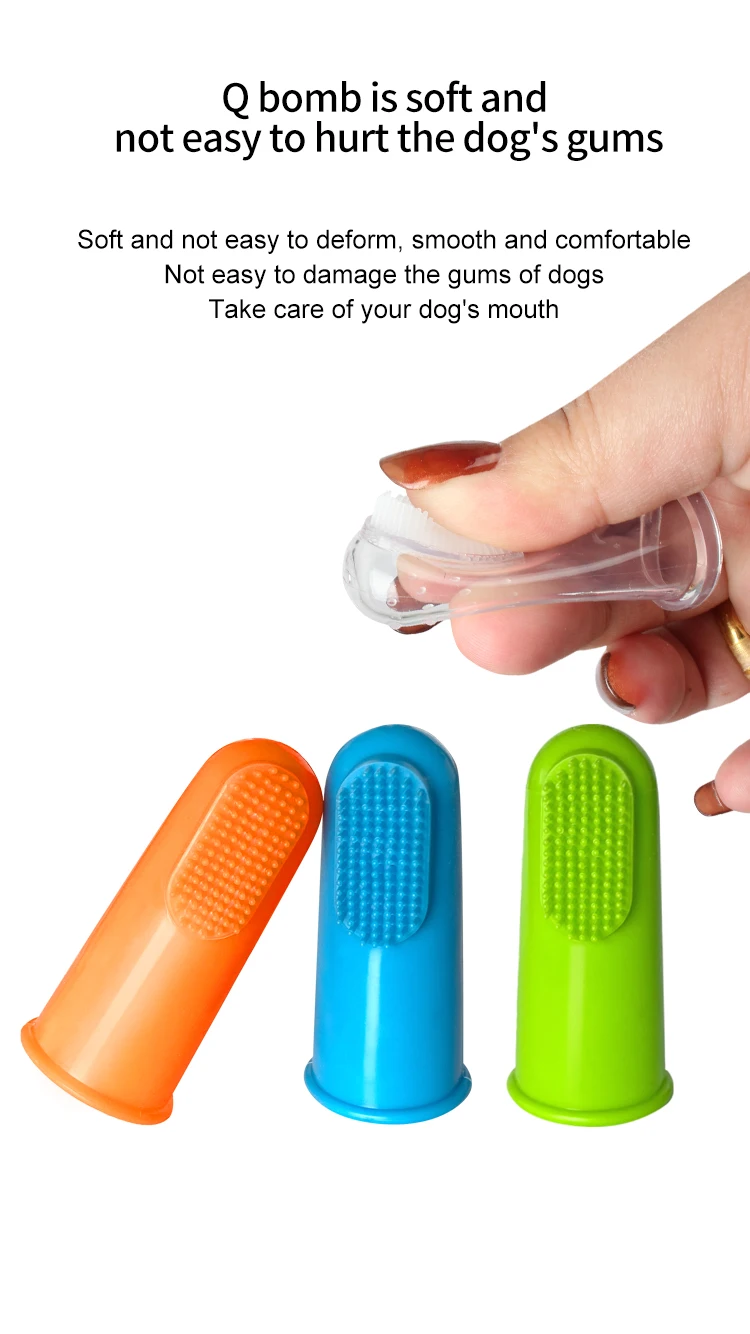 Factory Wholesale LOW MOQ Multi Colored Soft Silicone Tooth Brushing Kit Set Teeth Cleaning Pet Dog Finger Toothbrush